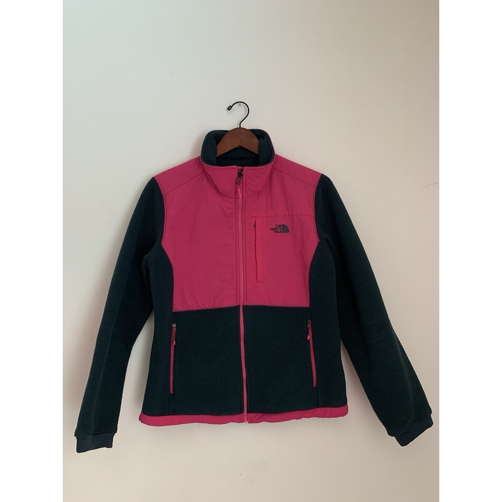 THE NORTH FACE Womens Jacket Fleece Denali Polartec Full Zip Sz M Blue Hot Pink